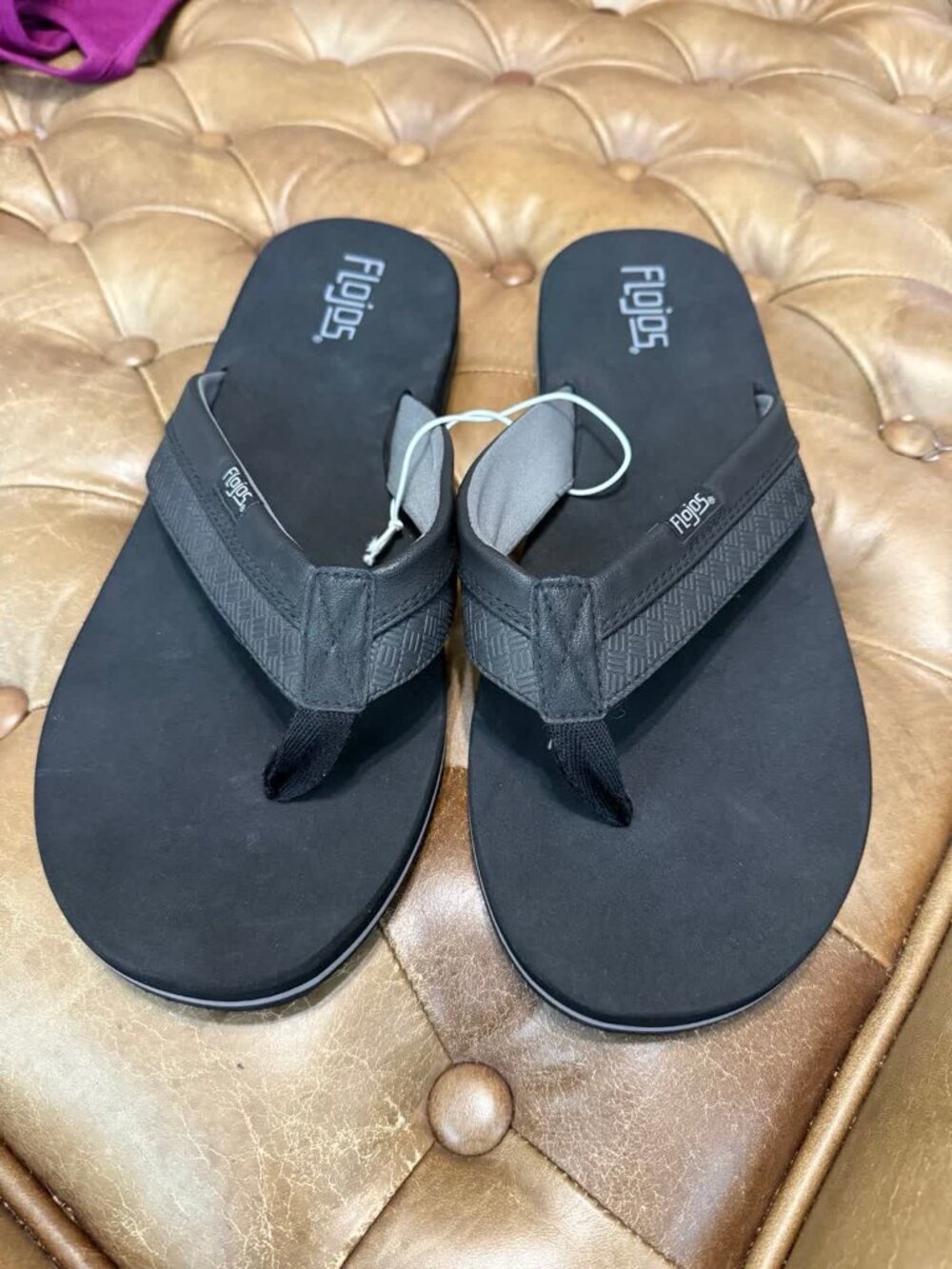 Flojos Men's Black Flip Flops Size 13 NWT